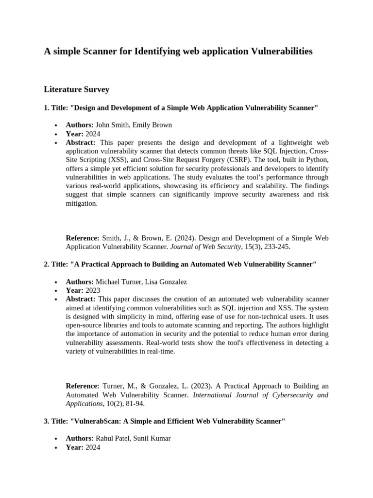 A Simple Scanner For Identifying Web Application Vulnerabilities | PDF ...