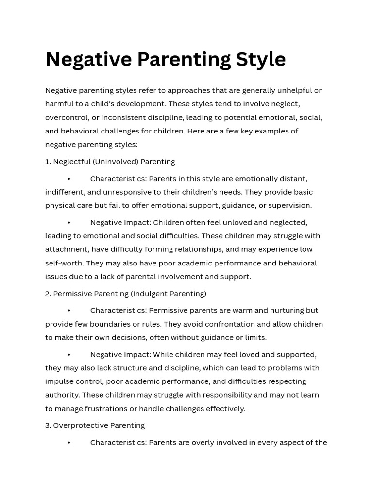 Negative Parenting Style | PDF | Parenting | Anxiety