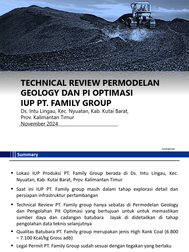 Technical Review Permodelan Geology Dan Pit Optimasi PT Family Group ...