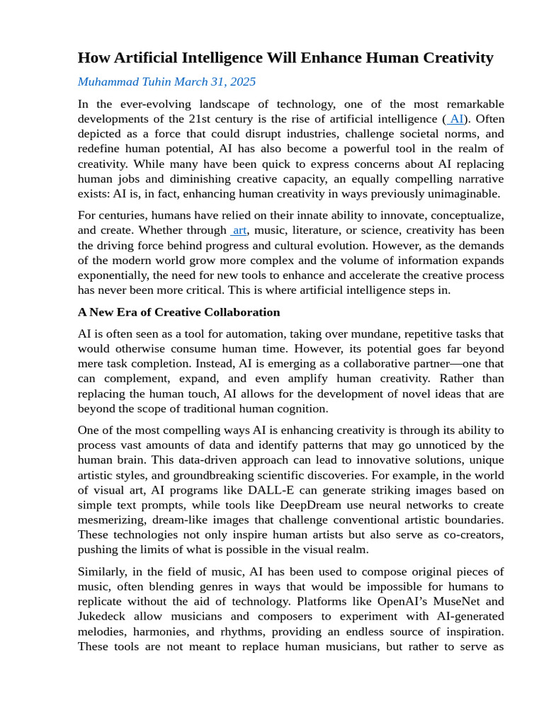 AI Expands Human Creativity Science News Today | PDF | Artificial ...