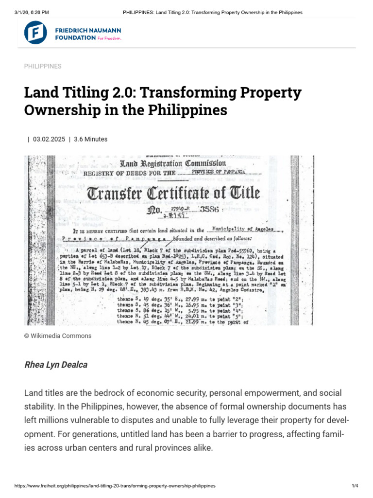 PHILIPPINES - Land Titling 2.0 - Transforming Property Ownership in The ...