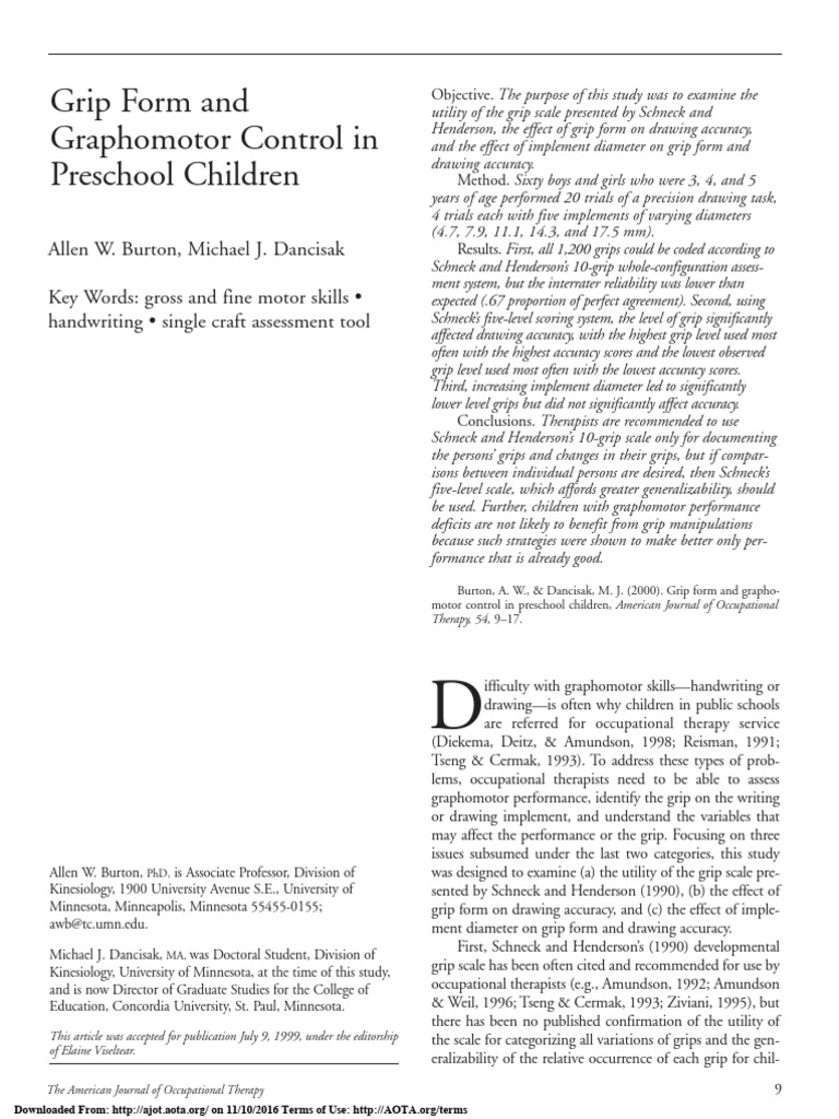 Grip Form Graphomotor Control Preschool | PDF | Hand | Thumb