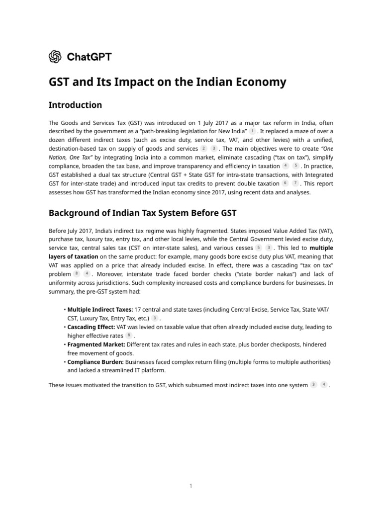 GST and Its Impact On The Indian Economy | PDF | Taxes | Value Added Tax