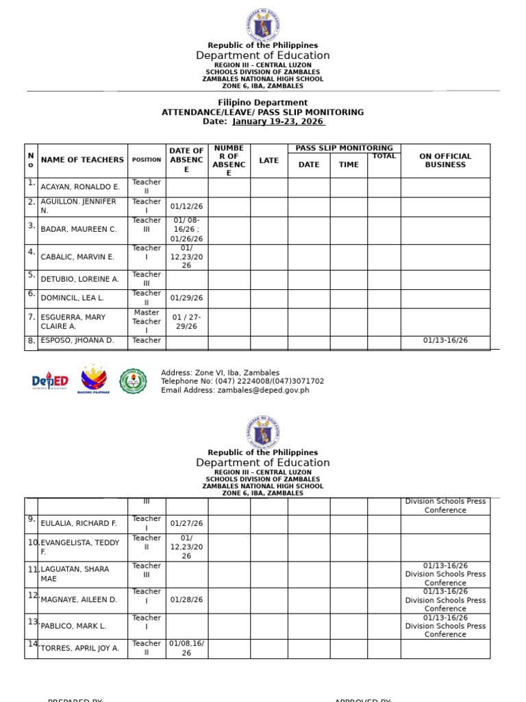 Weekly Attendance Monitoring Report | PDF | Chess Theory | Chess Openings