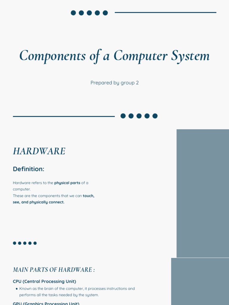 Components of A Computer System PDF | PDF