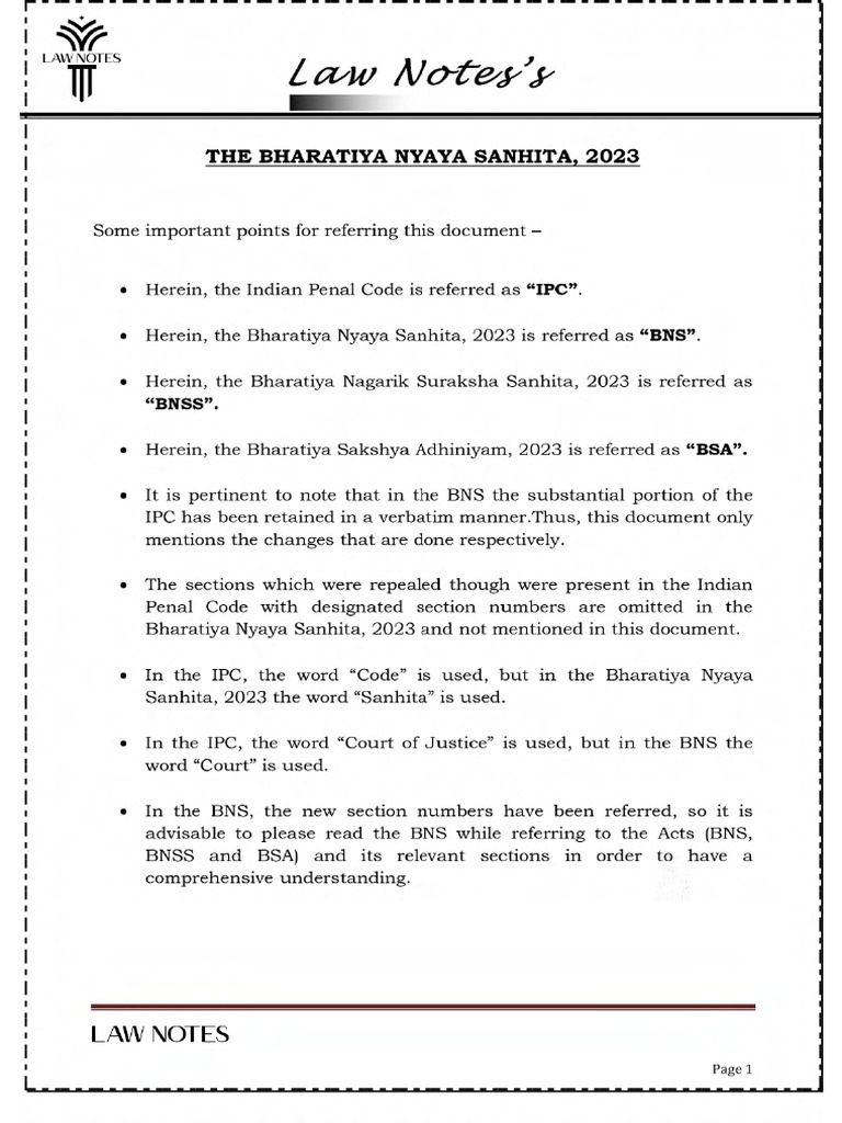 BNS Notes | PDF