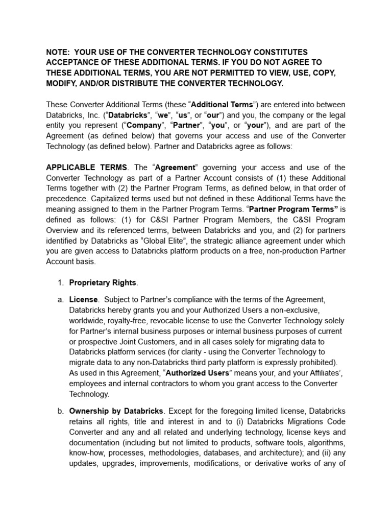 Converter Additional Terms | PDF | License | Proprietary Software