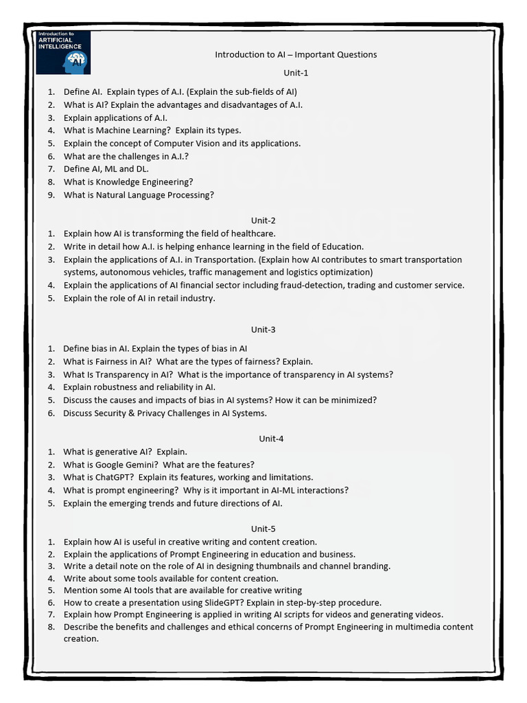 AI Important Questions-2 | PDF | Artificial Intelligence | Intelligence ...