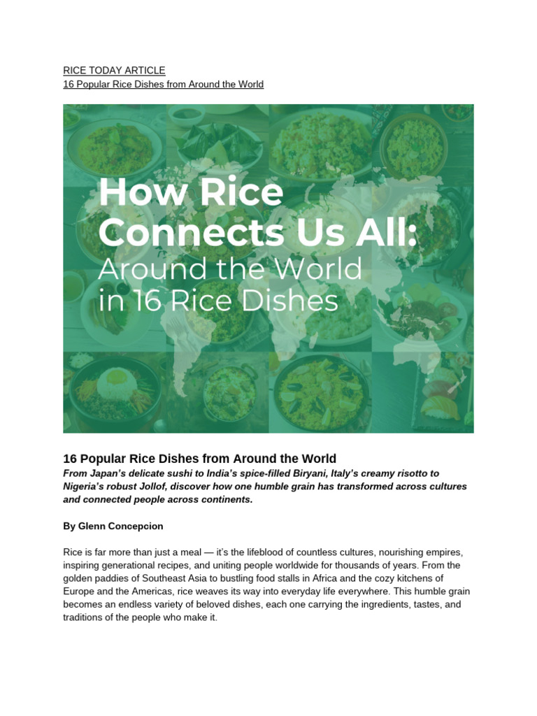 16 Iconic Rice Dishes From Around The World | PDF | East Asian Cuisine ...