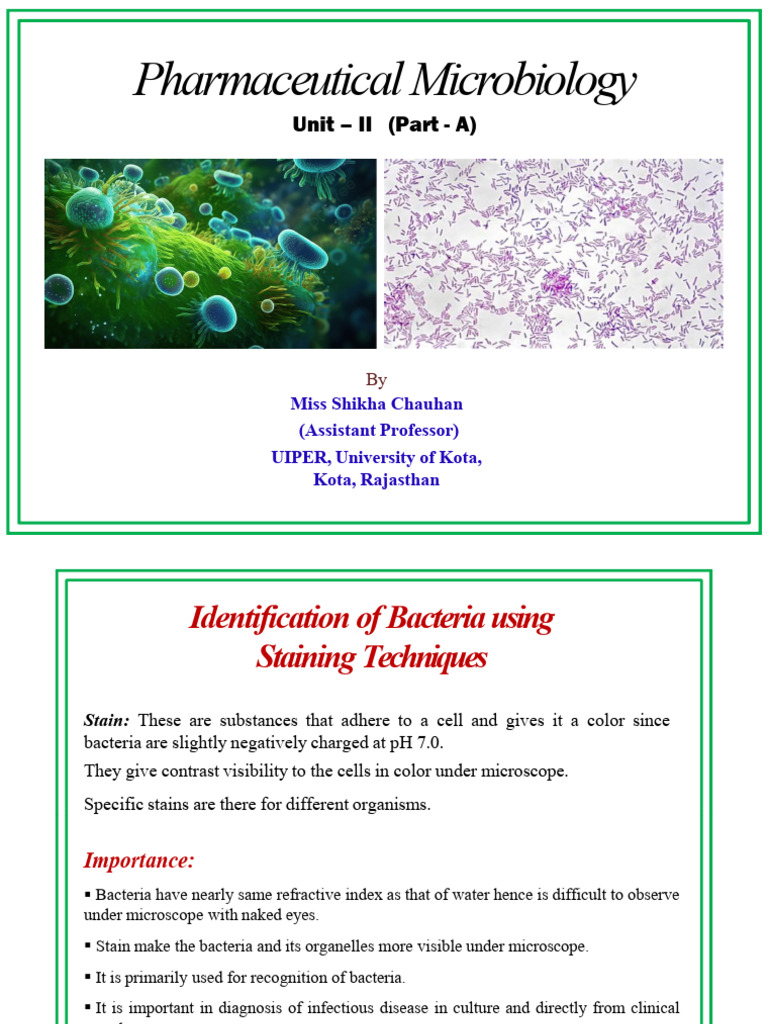 Unit II (Part - A) Microbiology | PDF | Staining | Fixation (Histology)