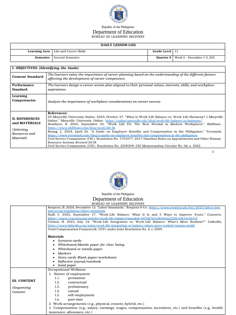 LCS Q3 W5 DLL | PDF | Employment | Learning