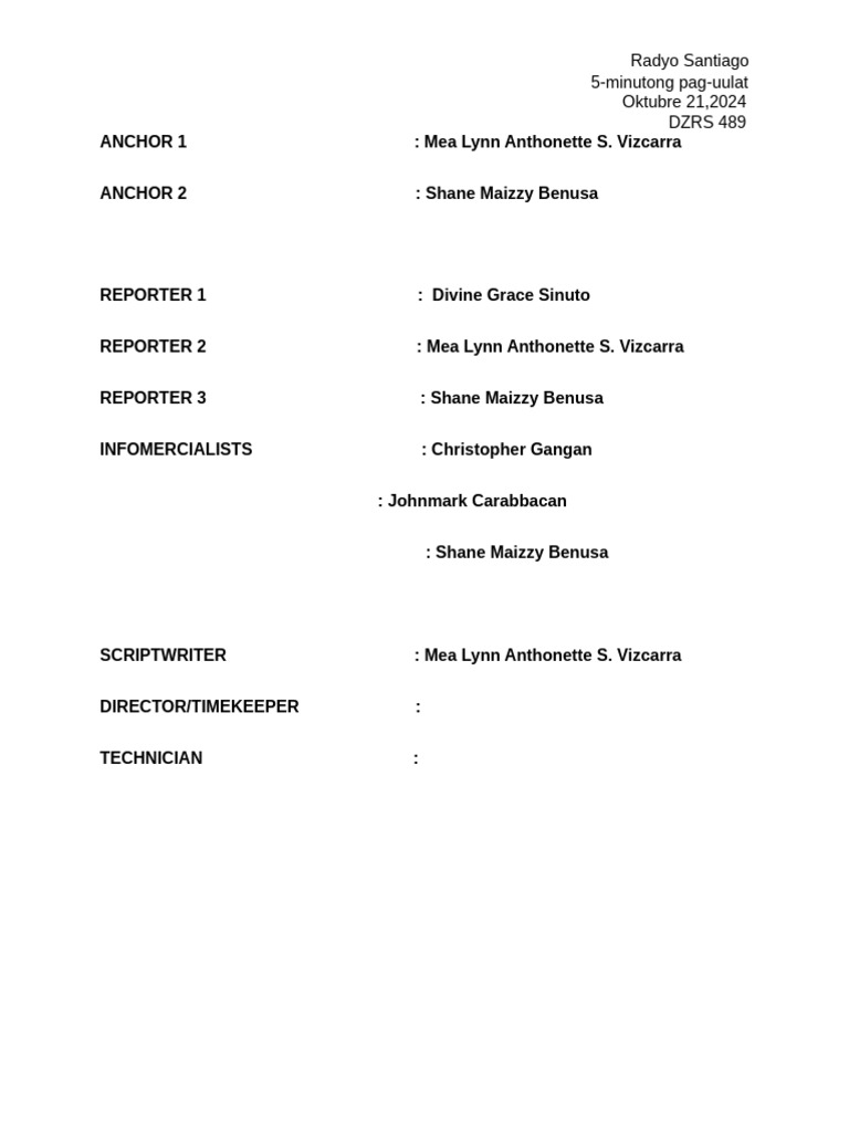Sample Script | PDF
