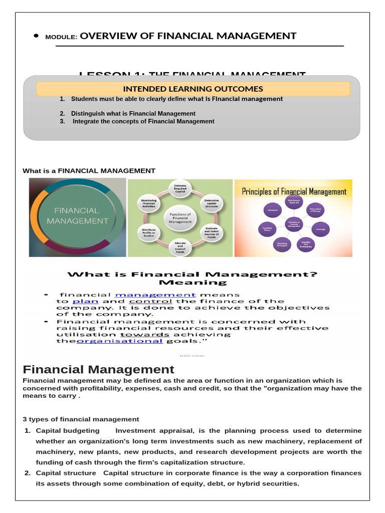 TEMPLATES FOR MODULES IN FINANCIAL MANAGEMENT Pre-Lim, Mid-Term, Pre ...