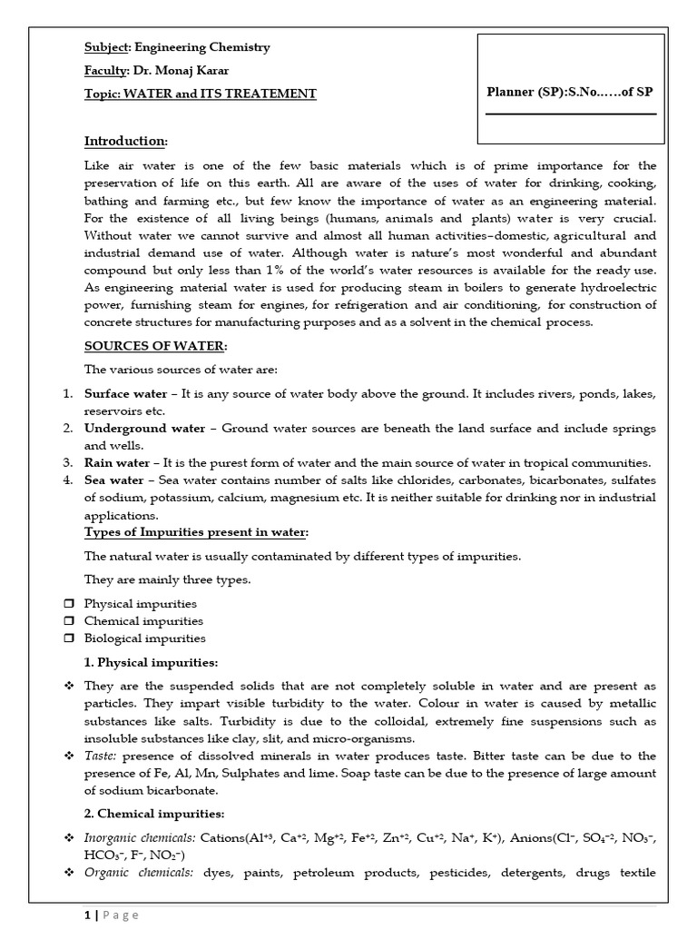UNIT I-Water Treatment Ready To Print Notes | PDF | Ion Exchange ...