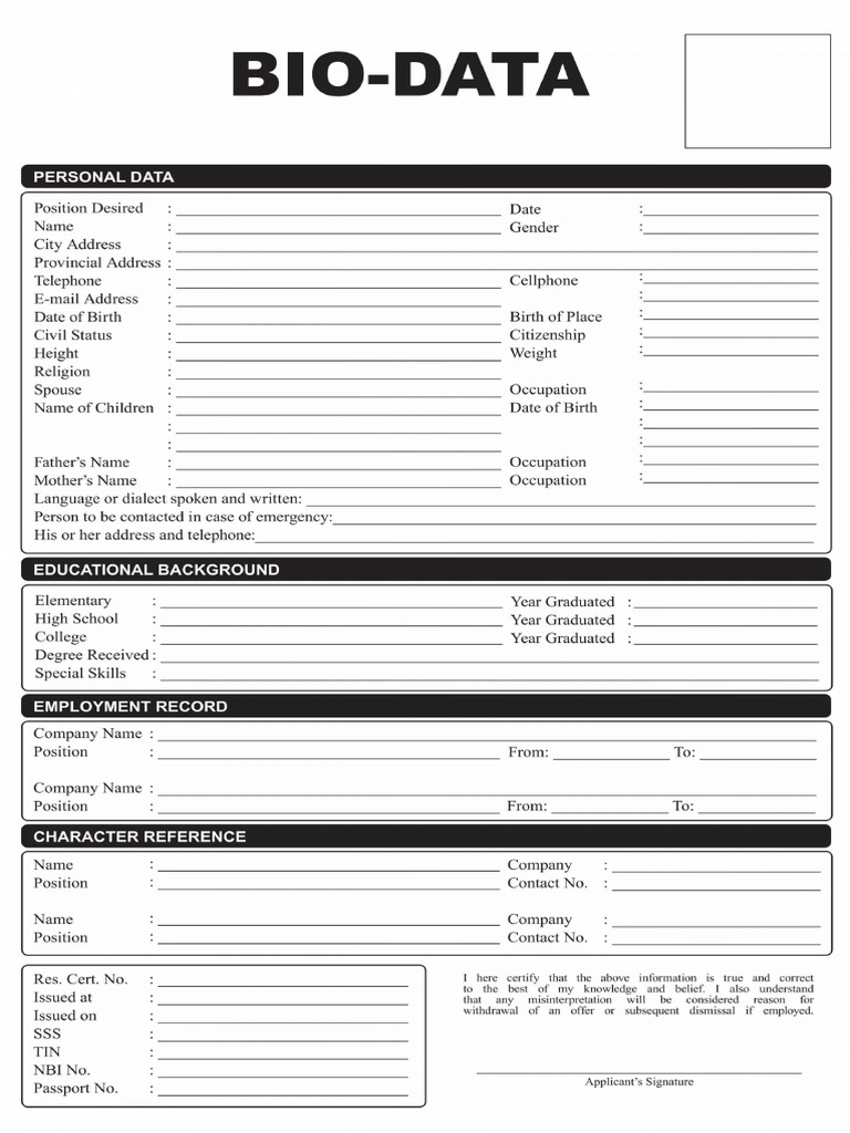 Bio Data | PDF