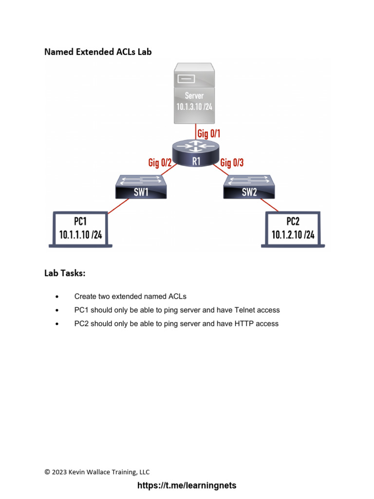 4.1 Named Extended ACLs Lab - Topology and Tasks | PDF