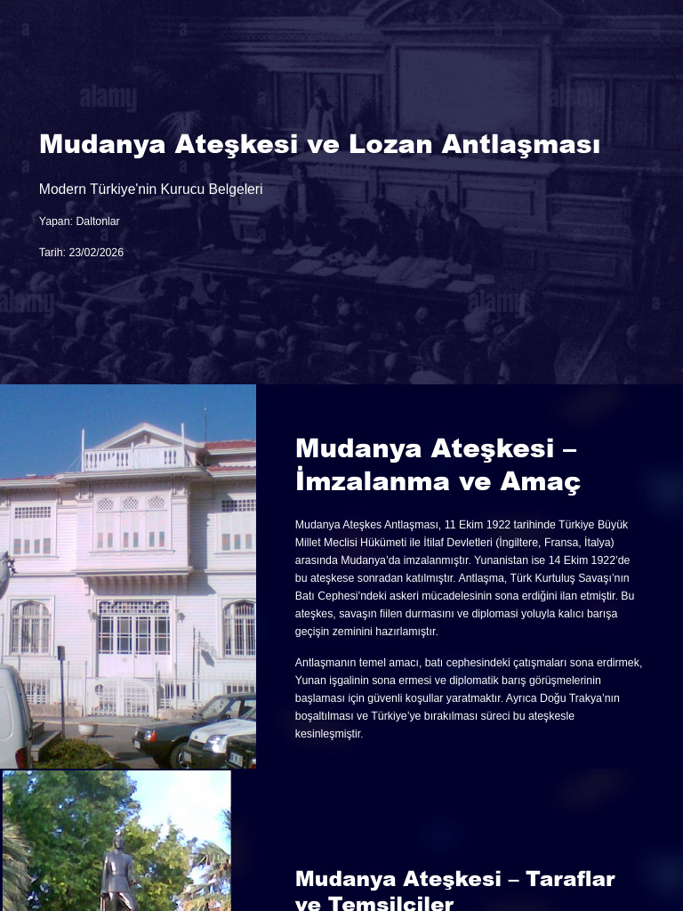 Mudanya Ateskesi Ve Lozan Antlasmasi Final | PDF