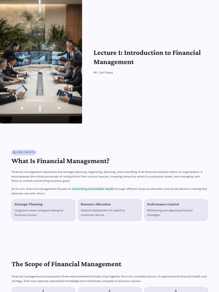 Lecture 1 Introduction To Financial Management | PDF | Investing | Business
