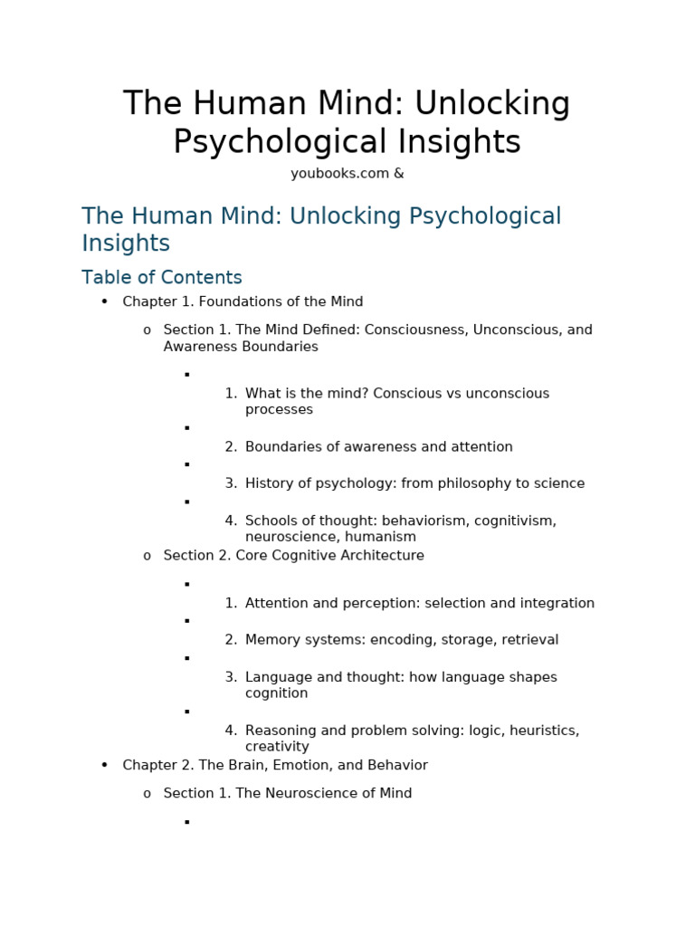 The Human Mind Unlocking Psychological Insights | PDF | Mind | Cognition