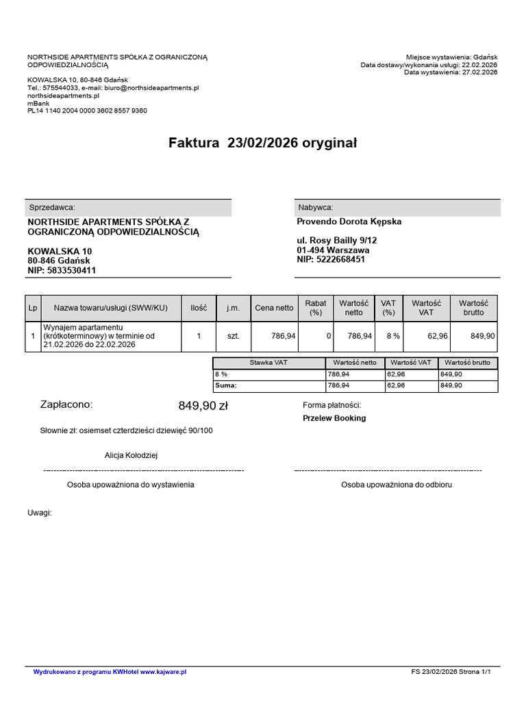 Faktura 2026 02 023 | PDF