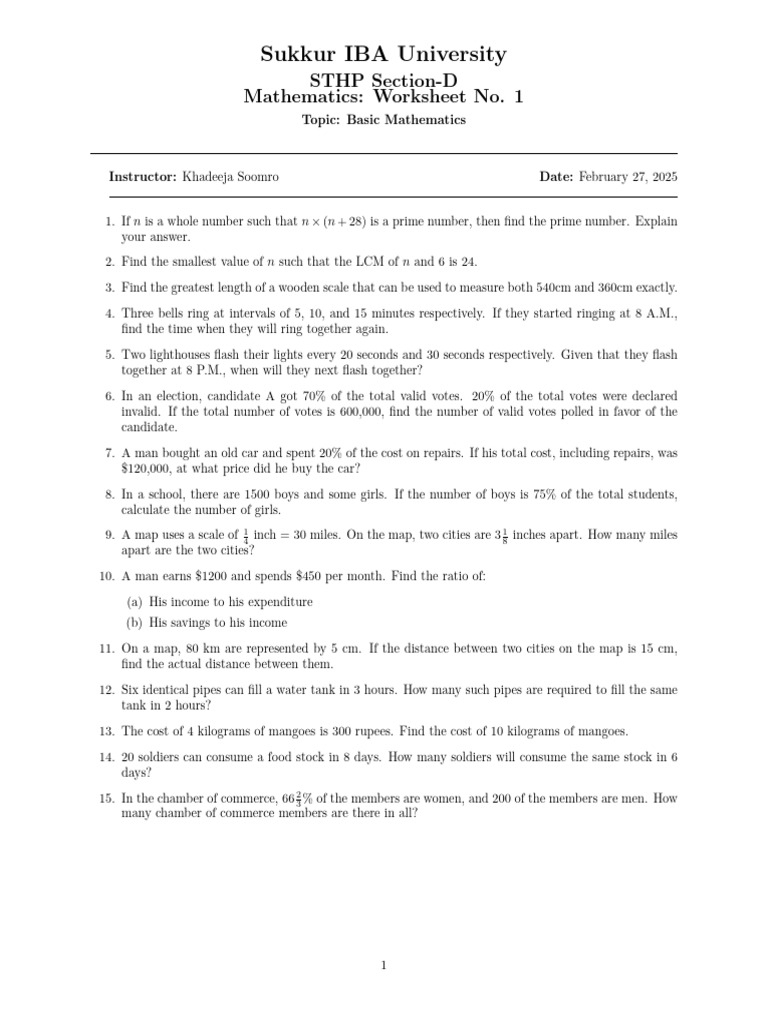 STHP Worksheet 1 | PDF