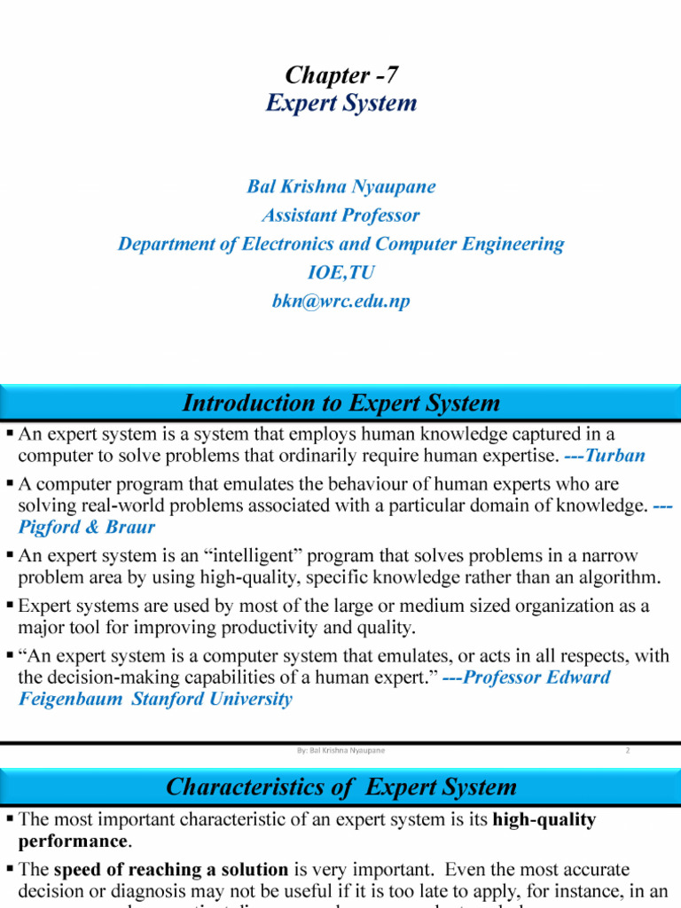 Chapter 7 - Introduction To Expert System | PDF