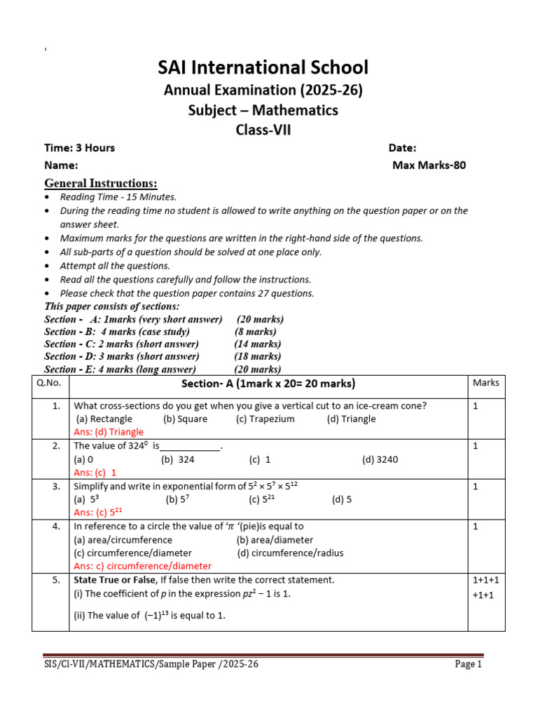 7 Math Annual MS 25 26 | PDF | Area | Mathematics