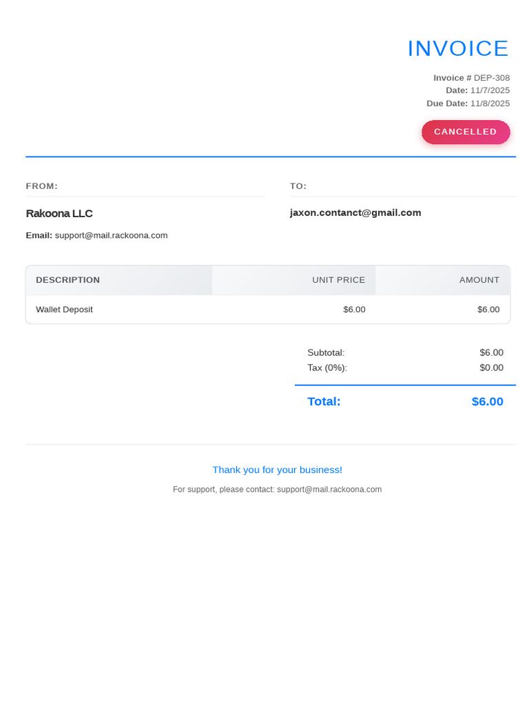 Invoice Deposit 308 | PDF