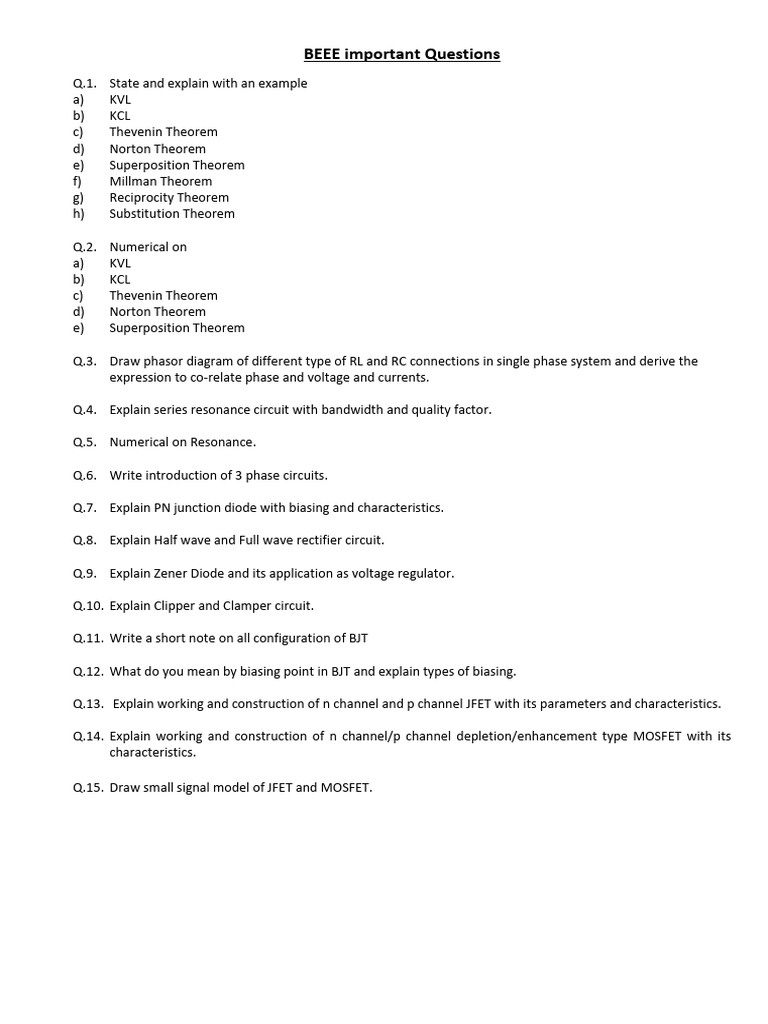 BEEE Important Ques | PDF