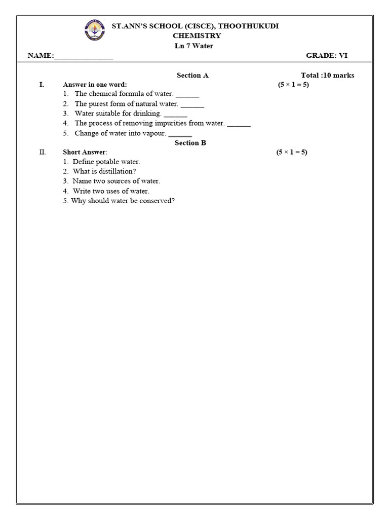 Grade 6 Chem LN 7 Remedial Worksheet | PDF