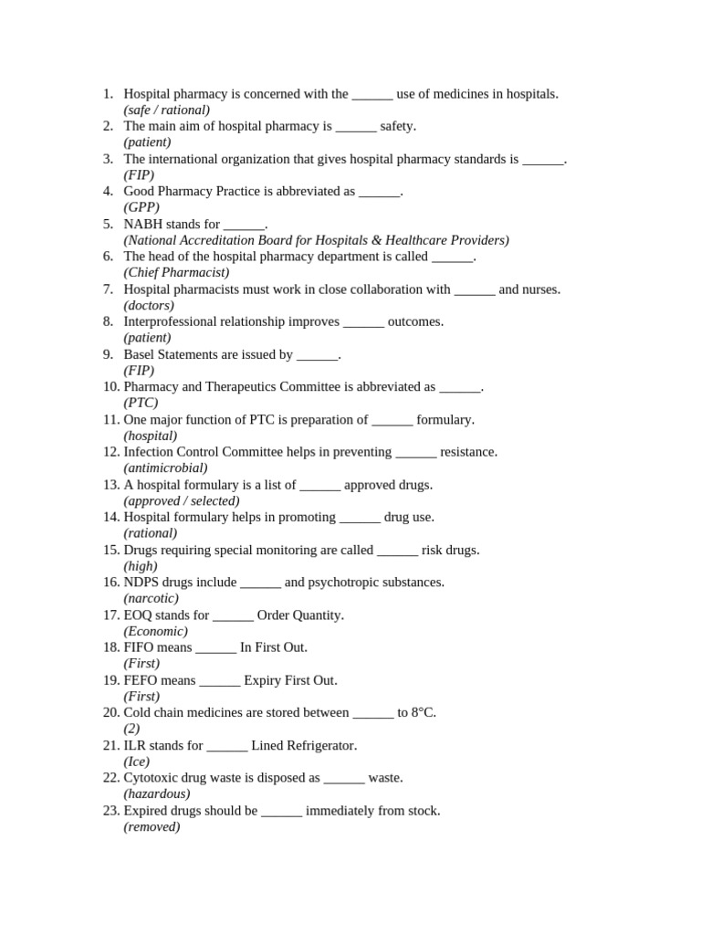 Selected Questions | PDF | Pharmacy | Pharmacist