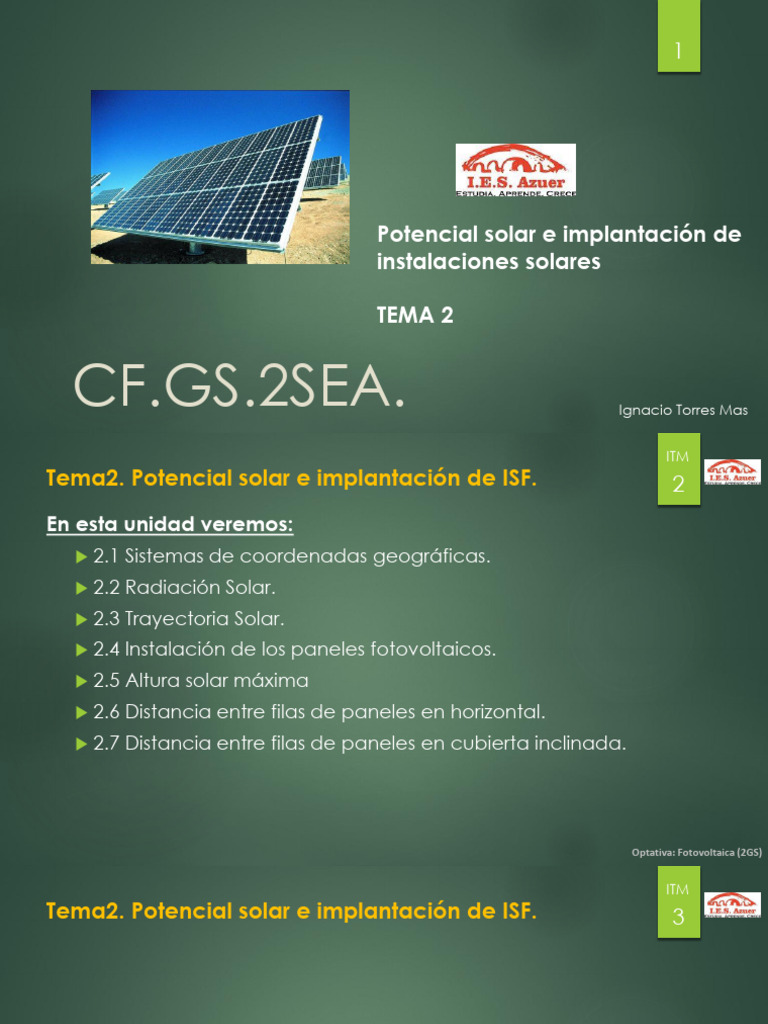 Tema2 ESF | PDF | Luz de sol | Fotovoltaica