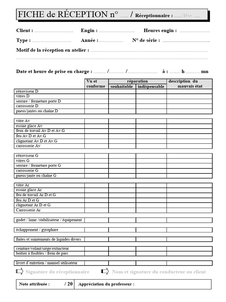 Fiche de Réception | PDF