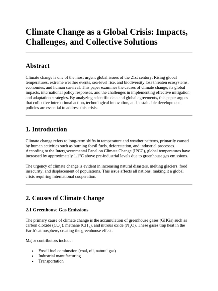 Climate Change As A Global Crisis | PDF | Climate Change | Greenhouse Gas