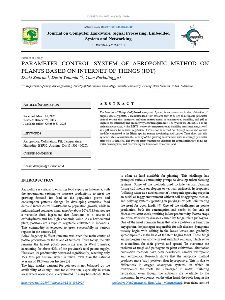 Parameter Control System of Aeroponic Method On PL | PDF | Hydroponics ...