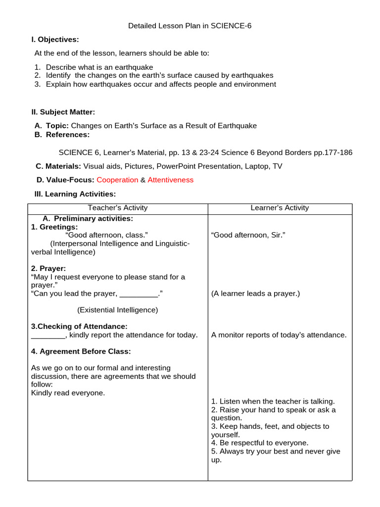Lesson Plan | PDF | Earthquakes | Plate Tectonics