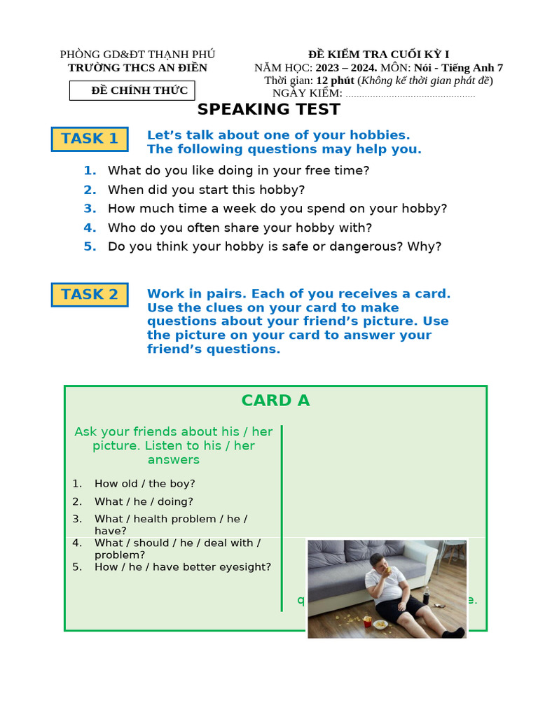 Speaking Test 1 | PDF