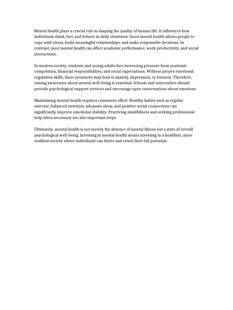 File 1 The Importance of Mental Health | PDF