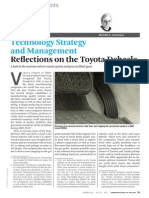 Technology Strategy and Management: Reflections On The Toyota Debacle