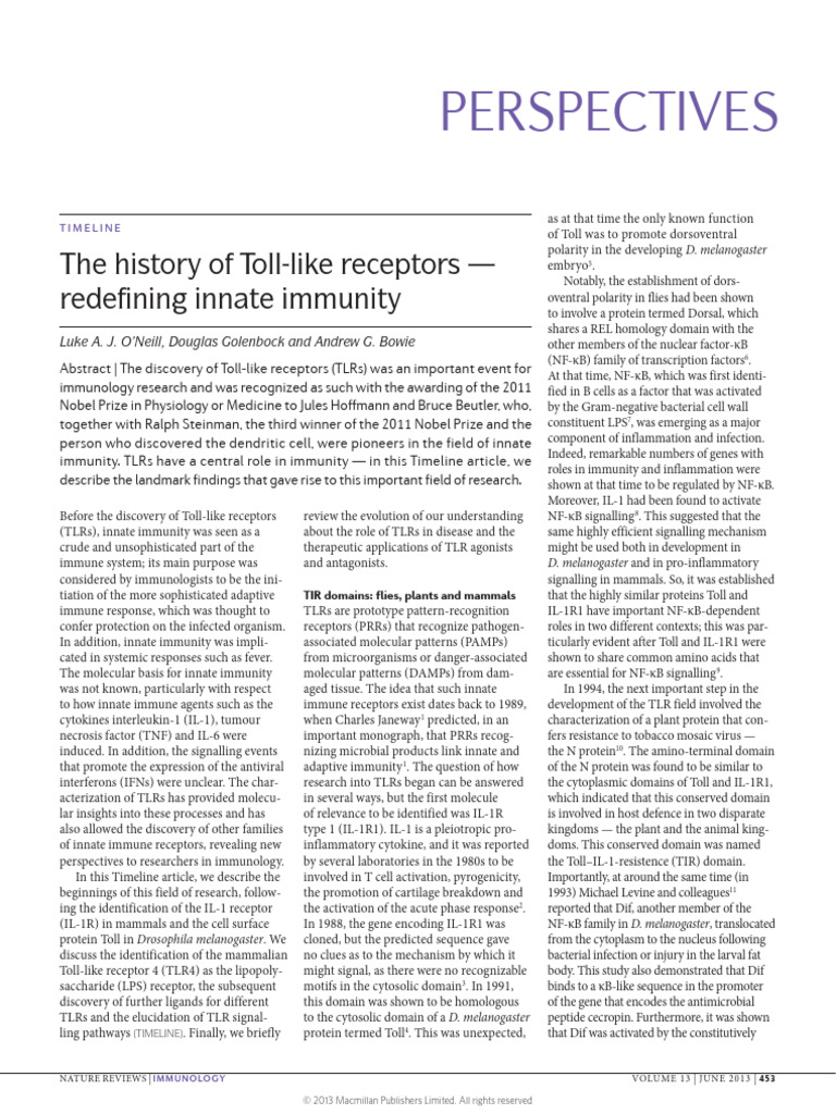 History of TLR | PDF | Toll Like Receptor | Interferon