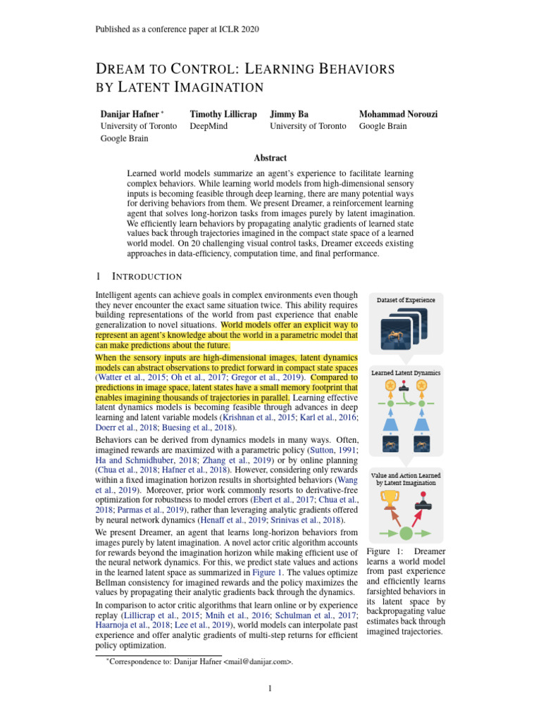Dreamer v1 | PDF | Applied Mathematics | Machine Learning