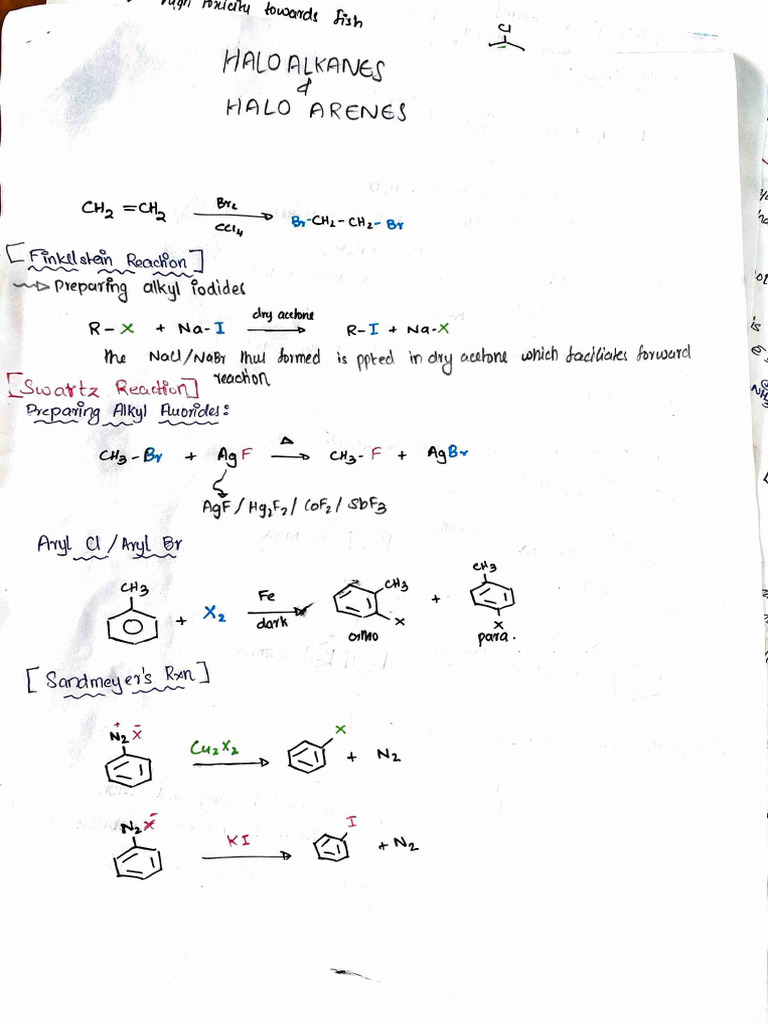 Halo Alkanes and Halo Arenes Short Note | PDF