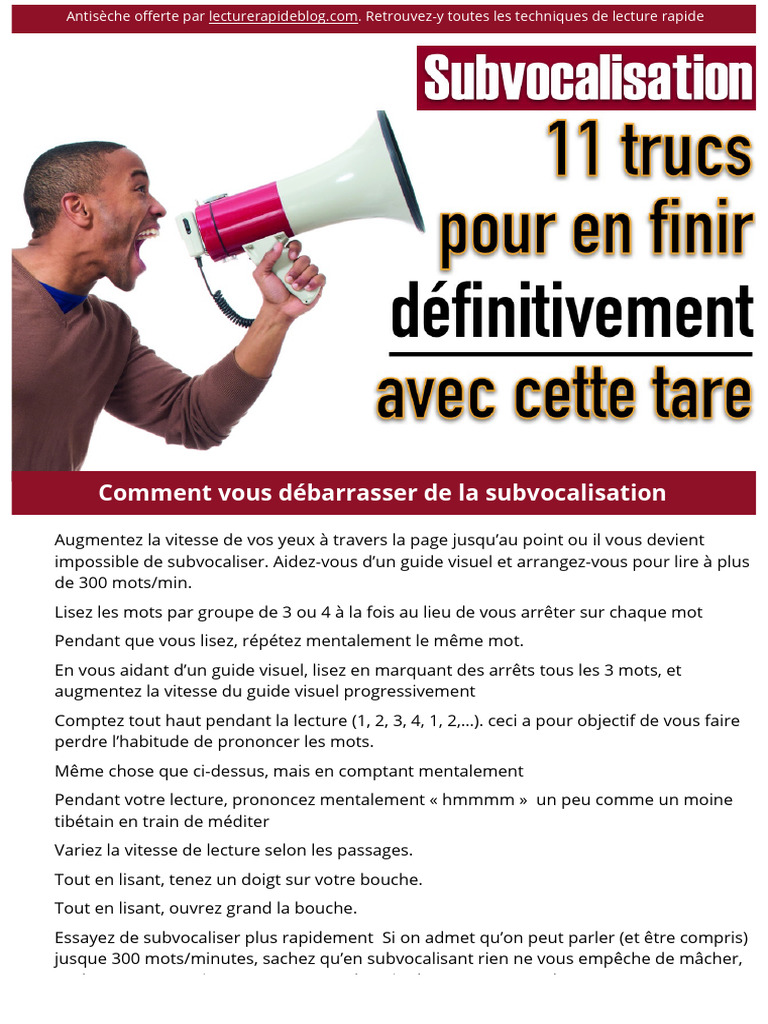 Subvocalisation 11 Trucs Pour en Finir Definitivement Avec Cette Tare ...