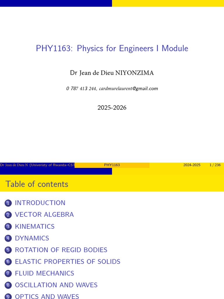 Physics For Engineer I | PDF | Euclidean Vector | Kinematics