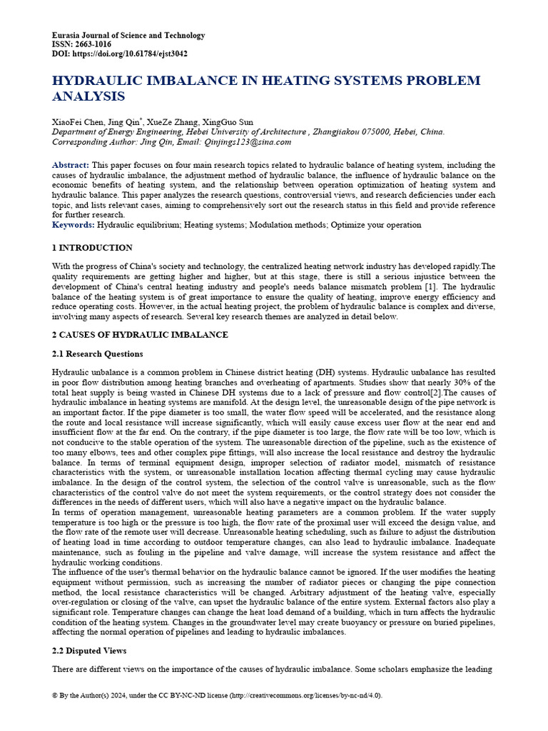 Hydraulic Imbalance in Heating Systems Problem Analysis | PDF | Energy ...