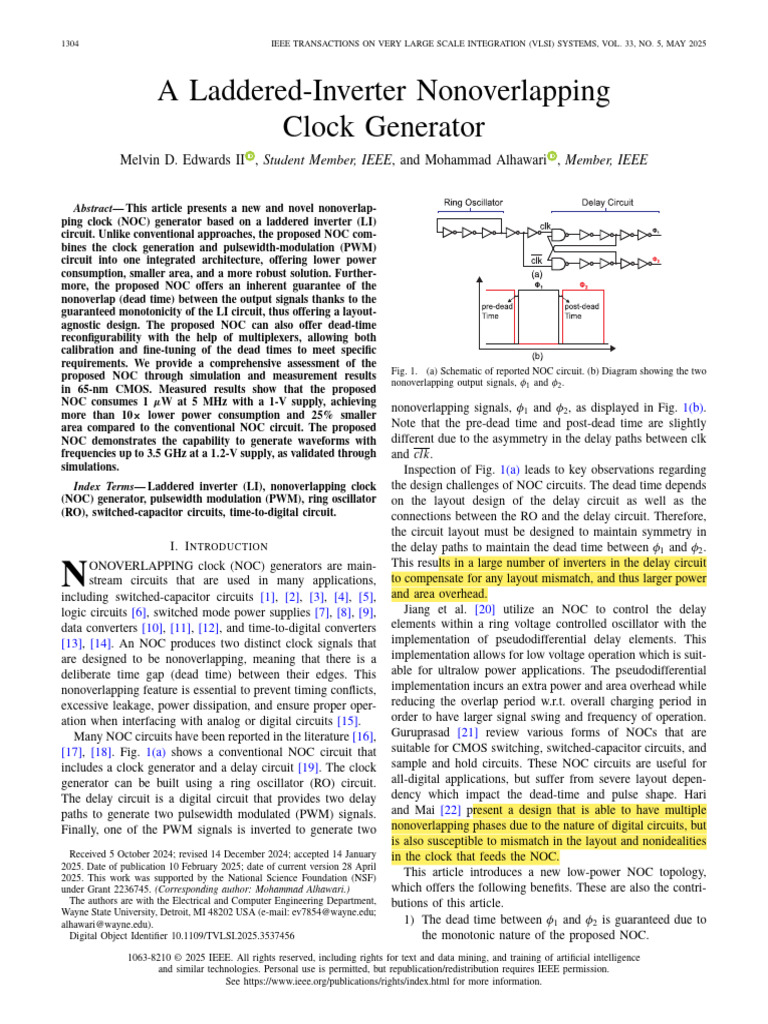 A Laddered-Inverter Nonoverlapping Clock Generator | PDF | Logic Gate ...