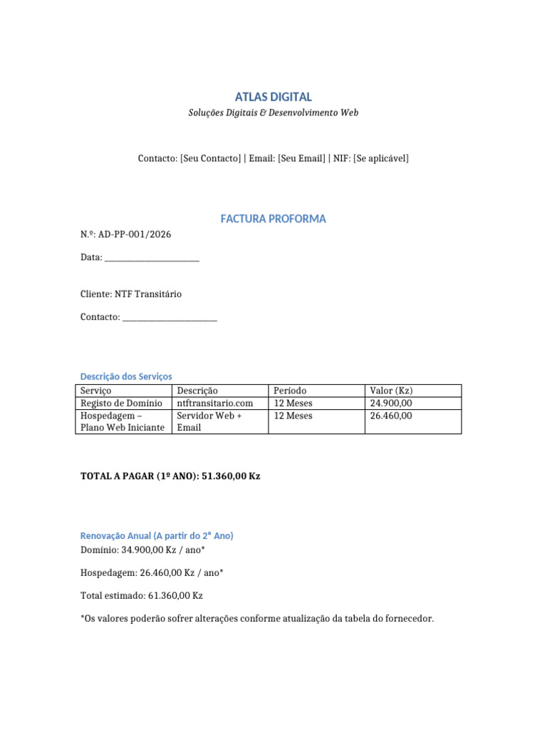 Factura Proforma Atlas Digital Profissional | PDF
