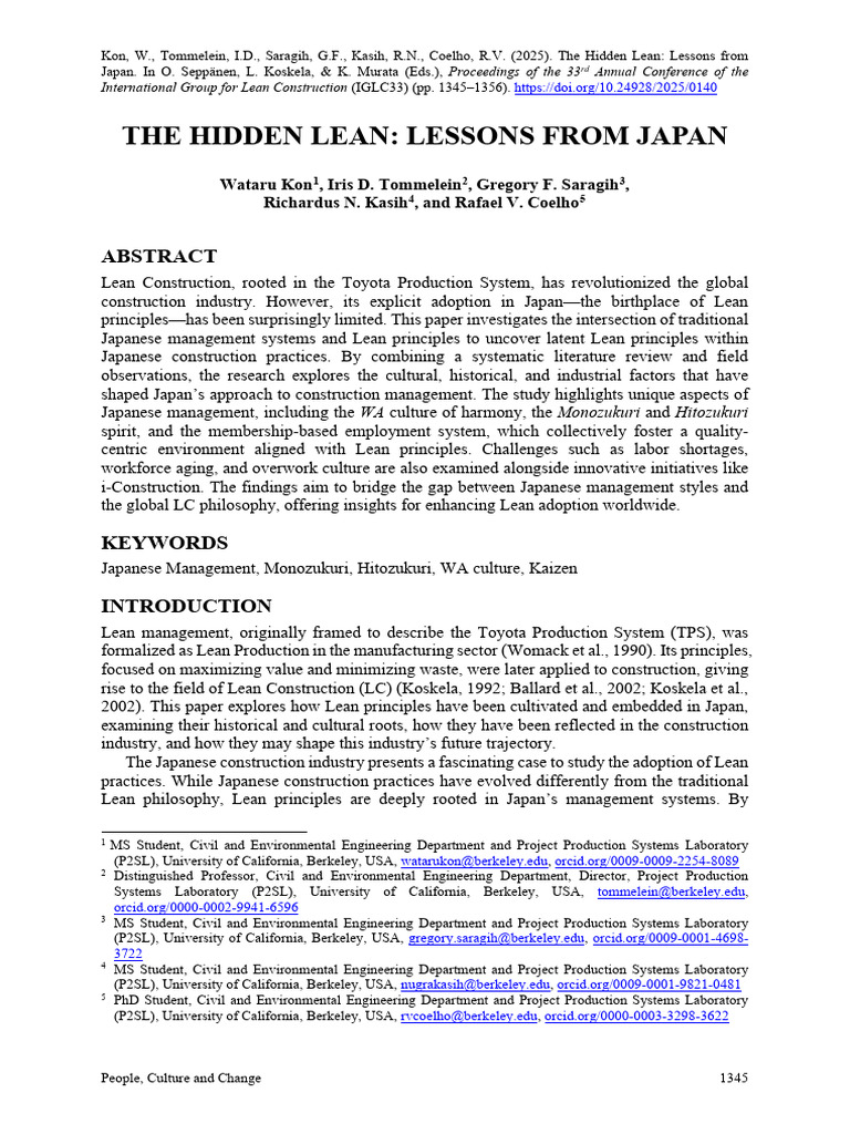Kon Et Al. 2025 - The Hidden Lean - Lessons From Japan | PDF | Lean ...