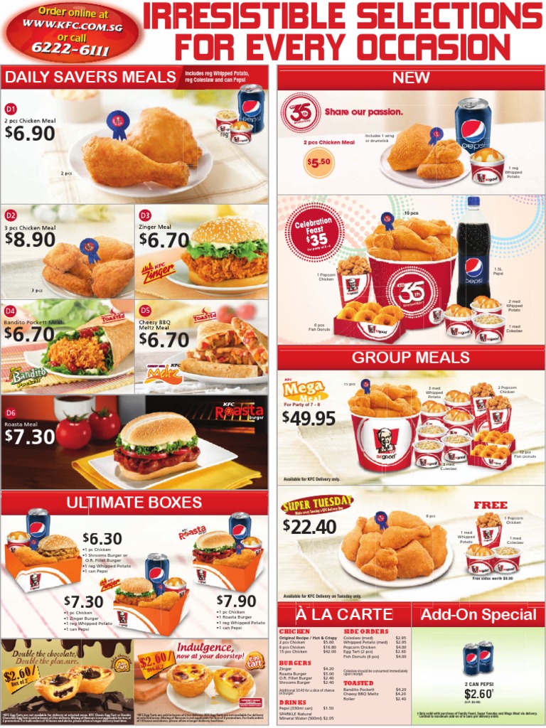 Kfc Weihnachten öffnungszeiten 2022 KFC Delivery Menu in SIngapore Visa Inc. Master Card