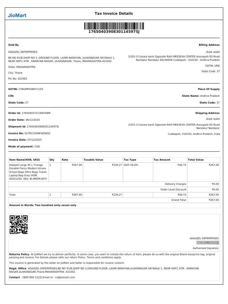JioMart Invoice 1765215979413 | PDF | Invoice | Taxes